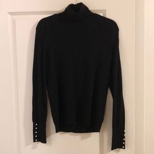Zara black turtle neck with pearls on sleeves size Large